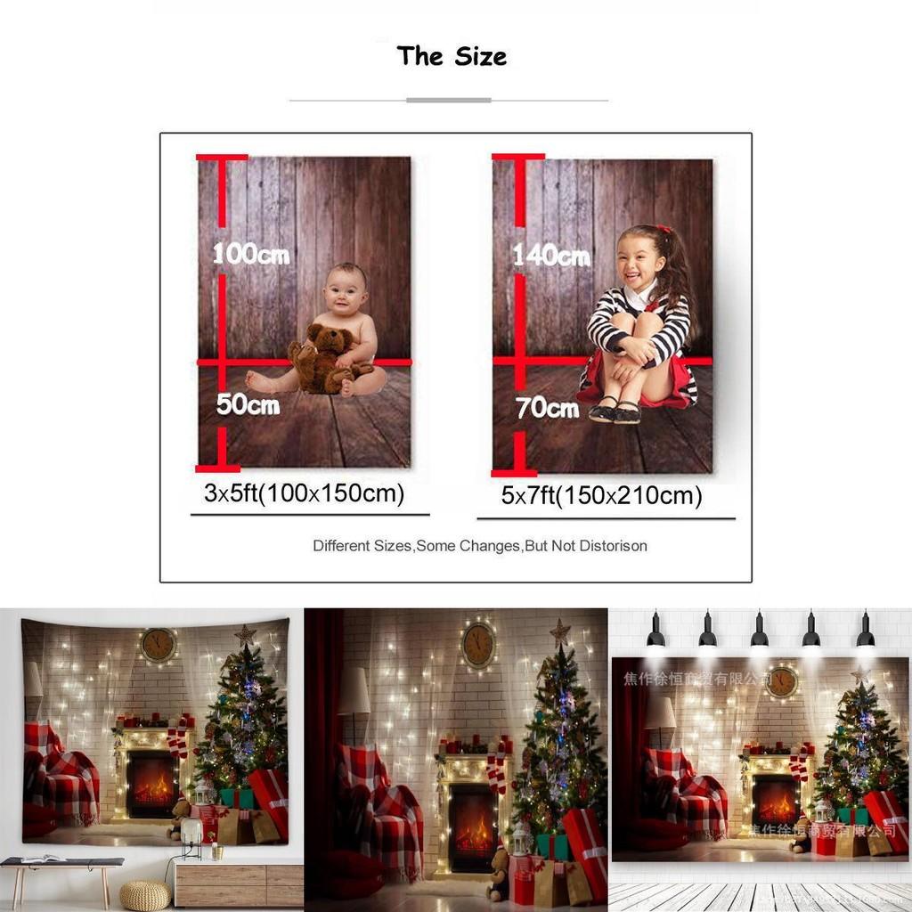 Christmas Fireplace Backdrop Banner With Polyester Fabric For Holiday Party Decor