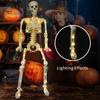 Cemetery Themed Landscaping 36 Inches LED Light Up Halloween Skeleton, 3FT Life Size Full Body Posable Skeleton Plastic Human Bones with Movable