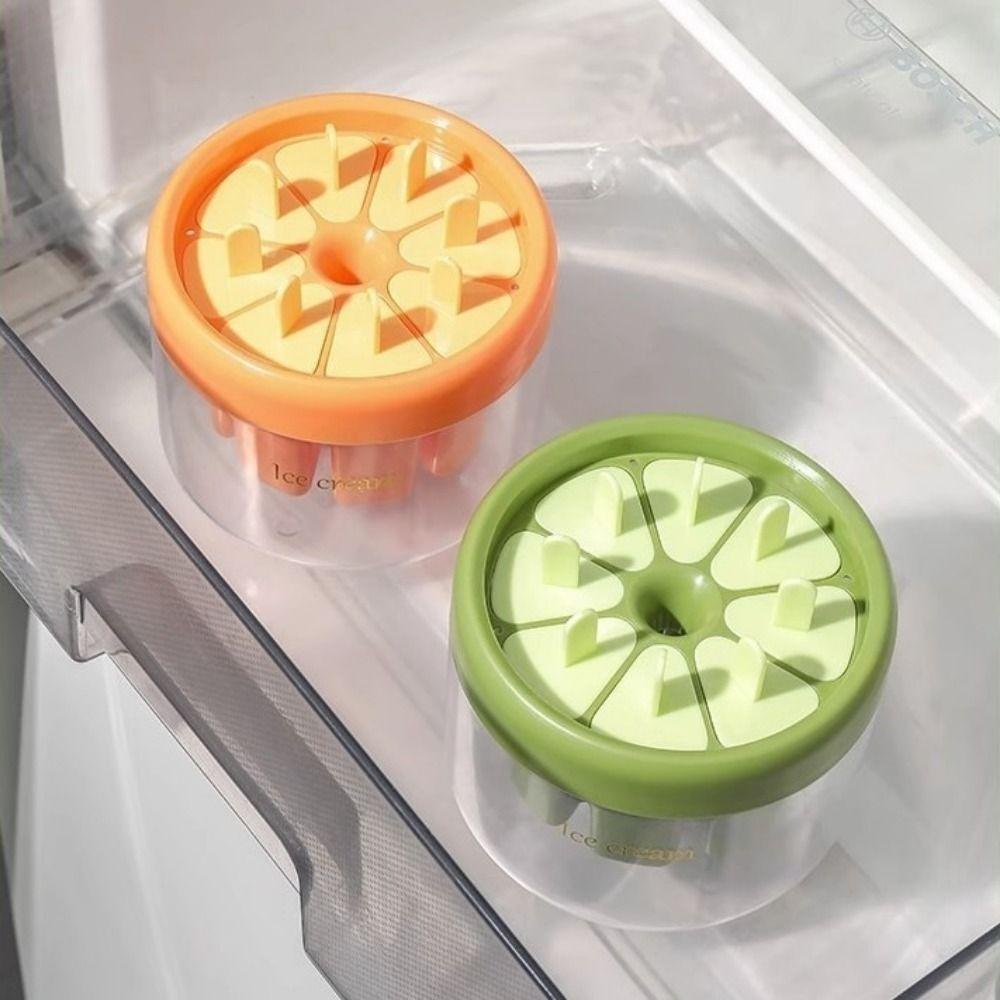 Clear Base 8 Hole Ice Cream Mold Plastic Ice Cream Makers Durable Ice Cube Tray  For Home