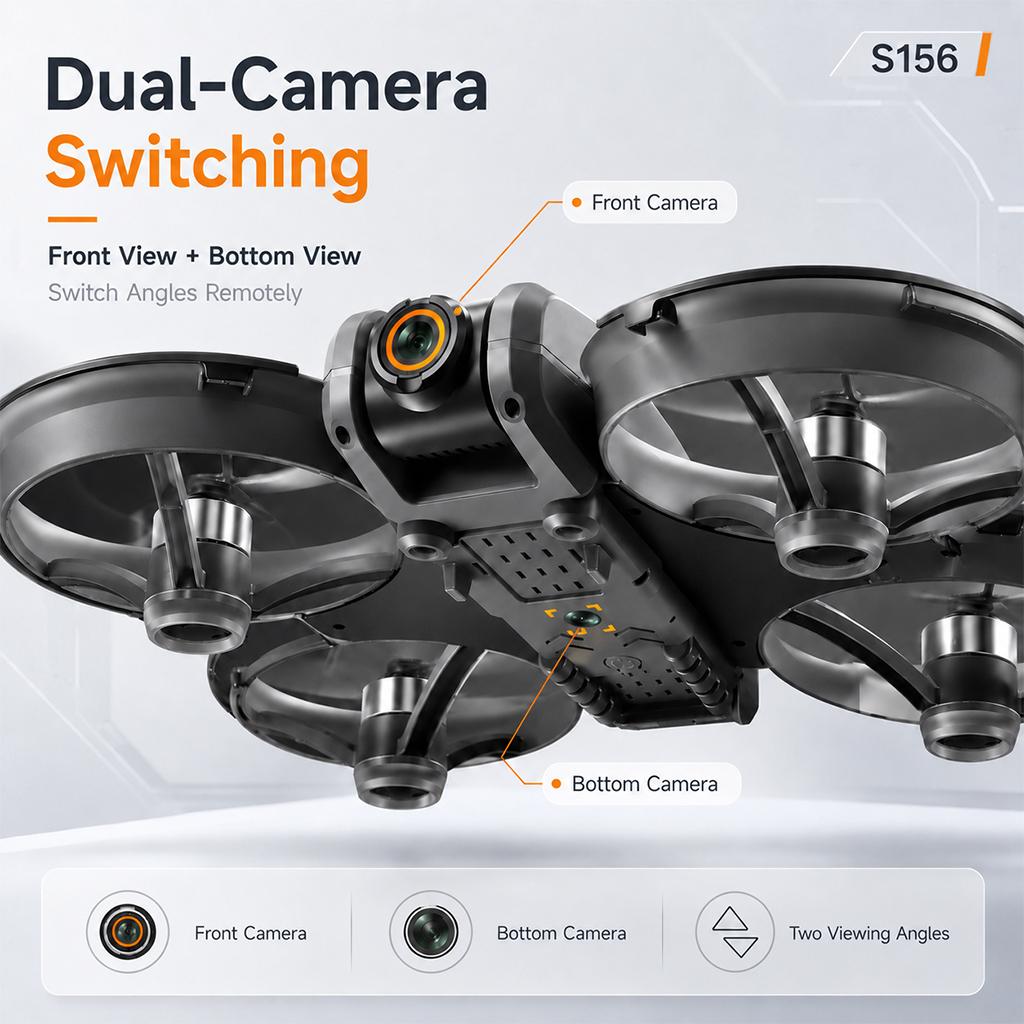 S156 Remote Control Drone 8K Dual Camera Foldable Quadcopter with 5.9inch Screen Remote Brushless Motor Optical Flow Hovering 360° Protection WiFi FPV