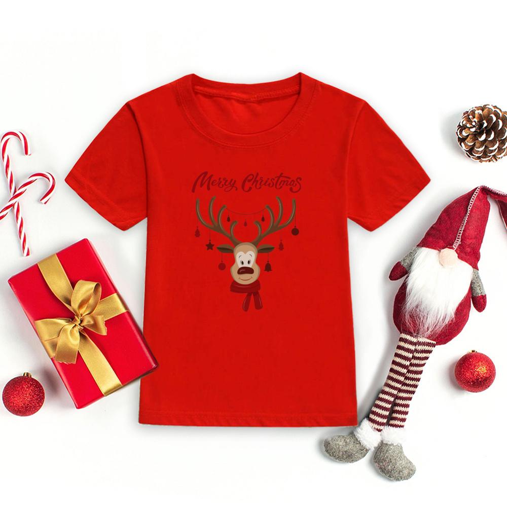 Kids Christmas Shirt Clothes Santa Claus Deer Print Xmas Toddler T-shirt Christmas Party Child Outfits Xmas Holiday Gift T-shirt
