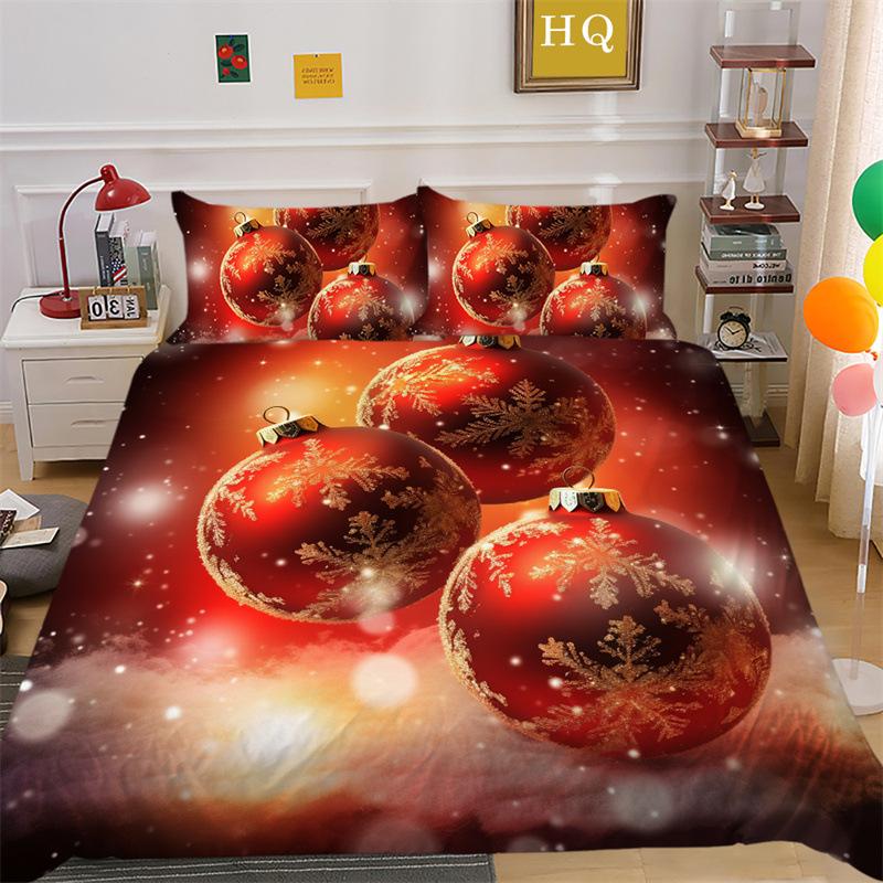 Weihnachts-Schneeszene 3D-gedruckter Polyester-Kissenbezug Bettbezug Zwei- oder Dreiteiliges Set