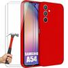 Soft Case for Samsung Galaxy A54 - E.F.CONNECTION - Red - Shockproof and Anti-slip - Tempered Glass