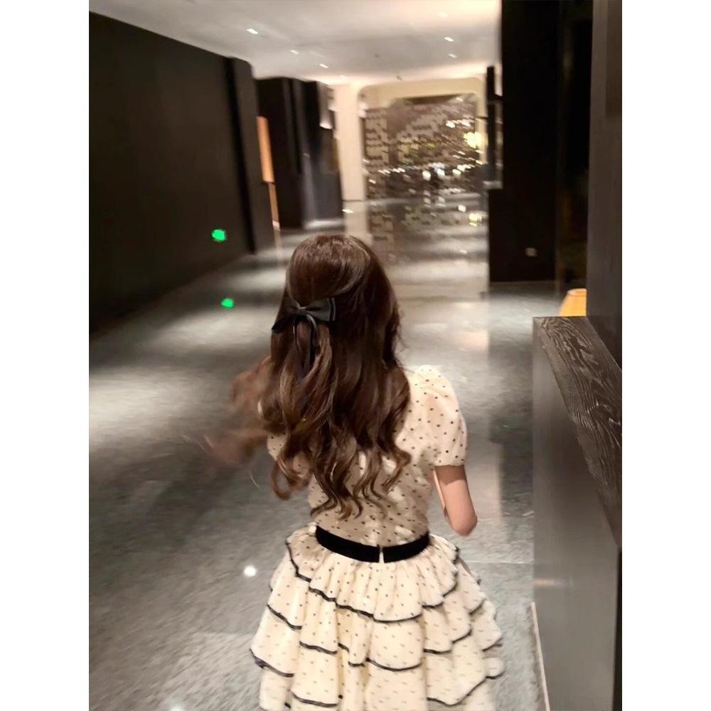 

Белое платье в горошек, женское летнее милое, платье принцессы с пышной юбкой, слим-фит по талии, короткая мини-юбка XL- (recommended 110-60kg)