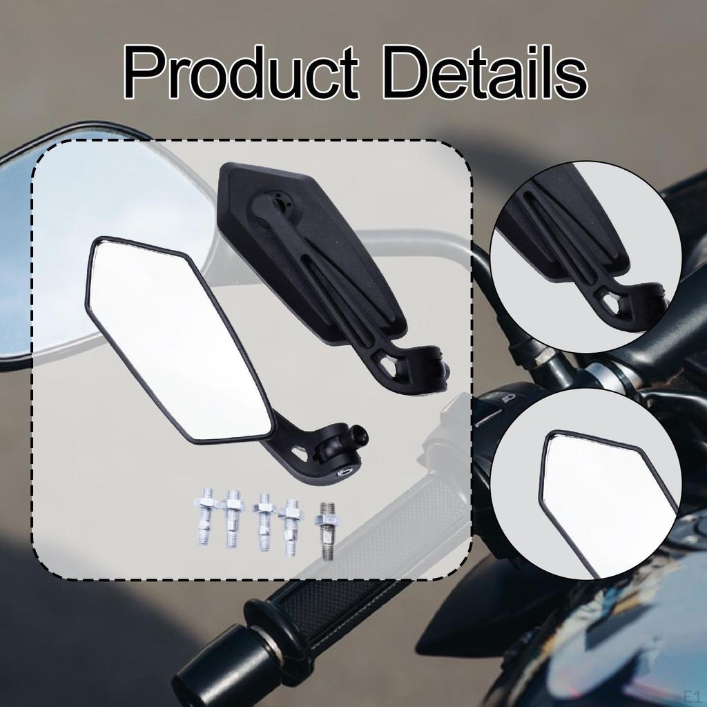 Motorcycle Mirrors Handlebar with Screws Component Attachment Multi Angle Rotatable for