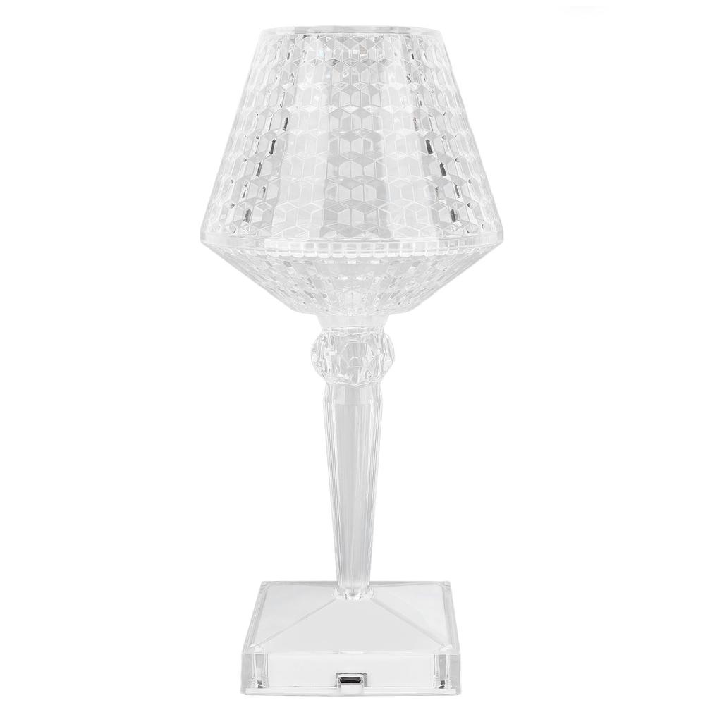 Crystal Acrylic Table Lamp Touch Control 3 Colors Stepless Dimming Cordless Desk Light for Bedroom