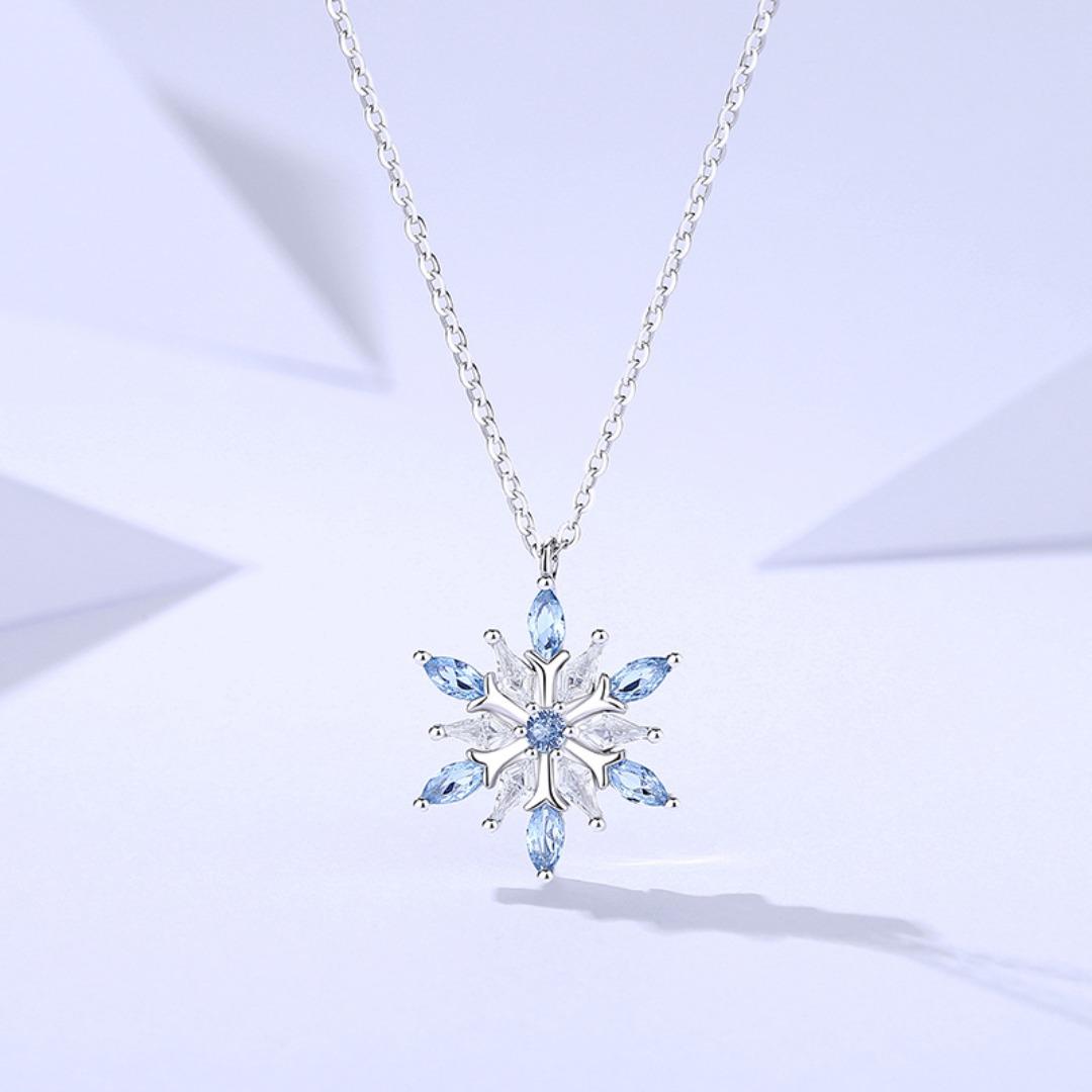 

S925 sterling silver snowflake necklace women s niche temperament light luxury zircon spinel collarbone chain high-end pendant 925 silver