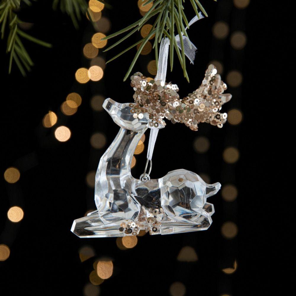 2pcs With Sequins Snowflake Hanging Ornaments Clear Christmas Tree Hanging Ornaments  Shopping Mall
