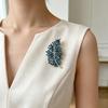 Brooch Pin Imitation Crystal Inlaid Leaf Design Pin-Type Collar Fixer Embellishment Shirts Cardigans Coats Suits Badge