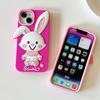Cartoon Cute Rabbit Phone Case Compatible for iPhone 14 13 12 Pro Max 11 7 Plus Pink Stereoscopic Silicone Protective Cover