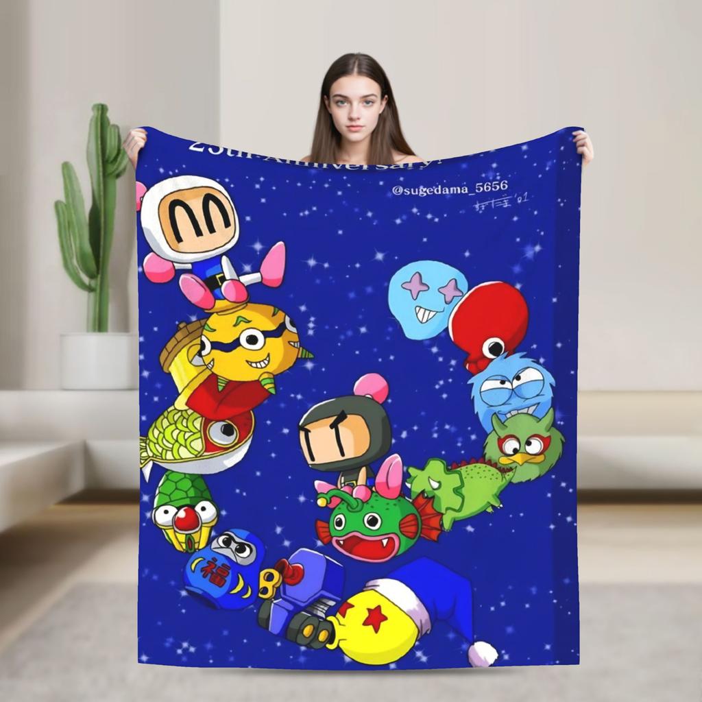 Baikinman Anime  Flannel Blanket  Warm Throw Blanket for Couch Chair Camping Fashion Bedspread Sofa Bed Cover