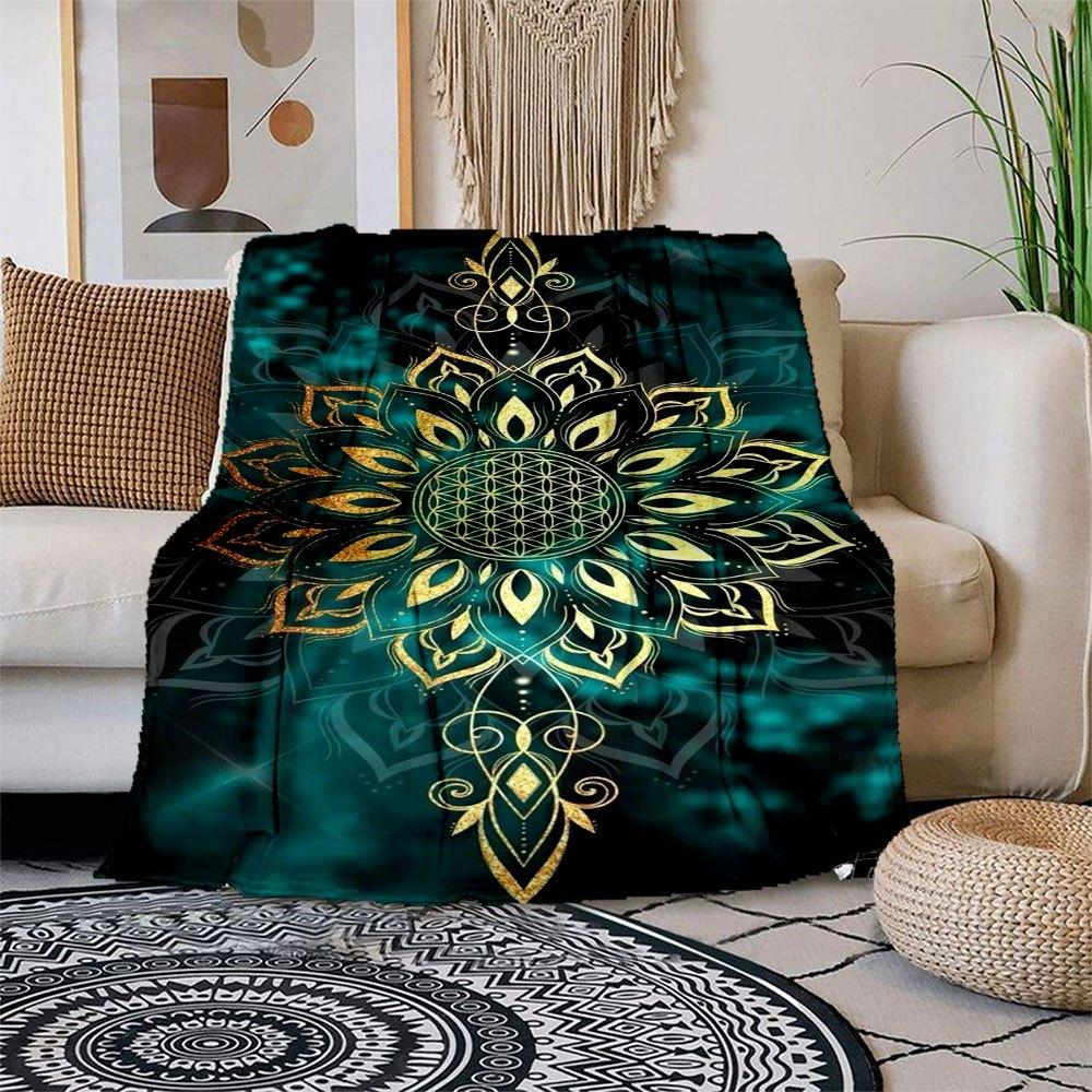 

Golden Mandala Phone Wallpaper - Spiritual Art DesignBlanket Flannel Throw Blanket for Sofa, Bed, Travel, Camping, Office, Couch, Chair, And 150x180cm