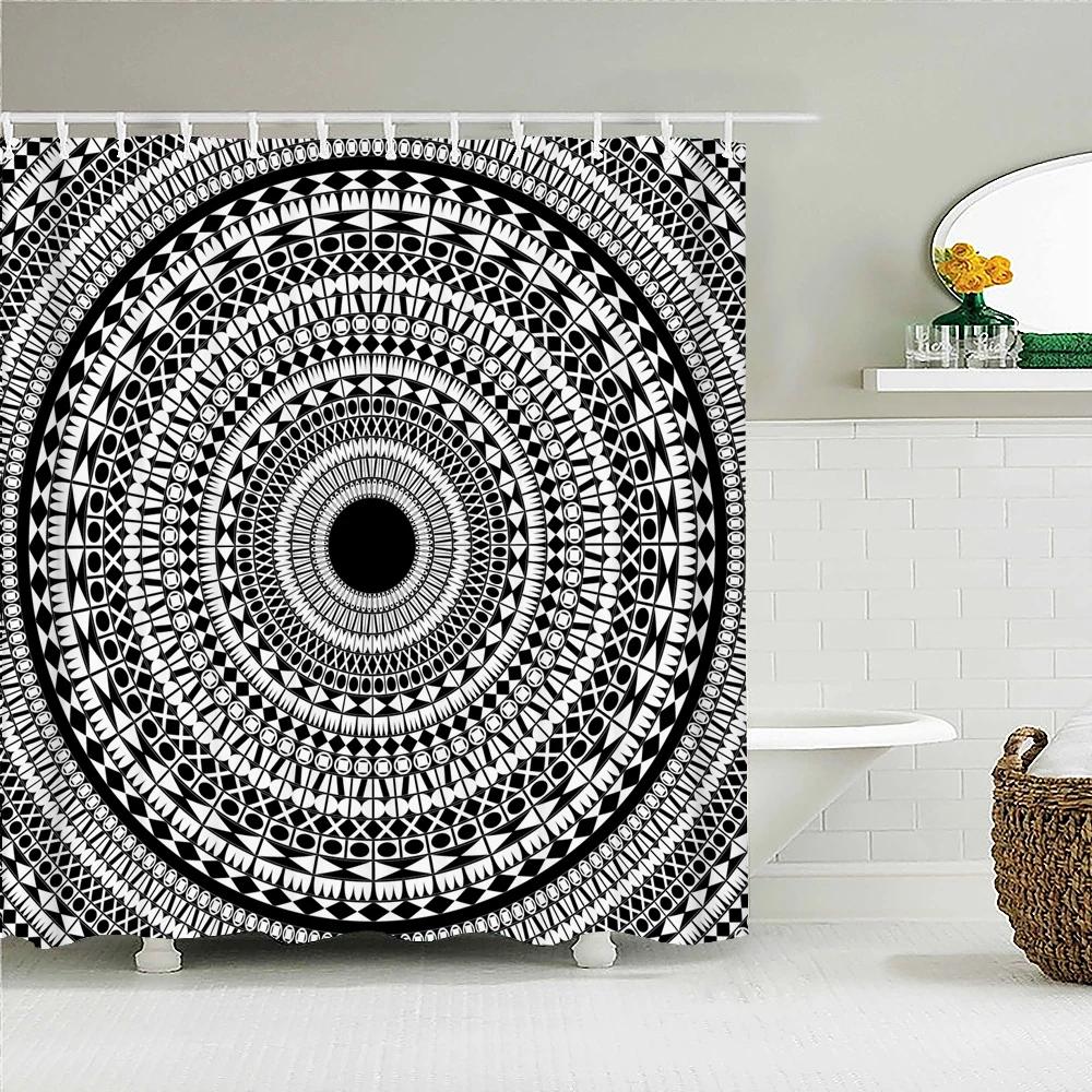 

3D Print Bathroom Curtains Indian Mandala Shower Curtains With 12 Hooks Home Decoration Waterproof Fabric Bohemia Bath Screen W90xH180cm