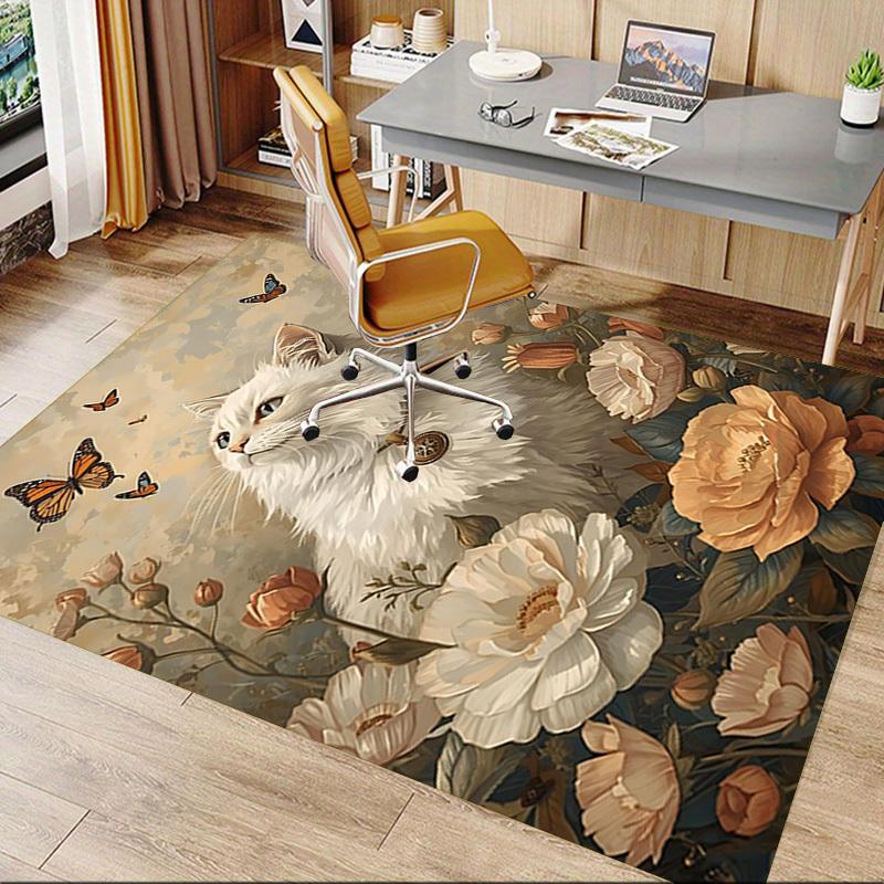 1pc cat, flowers Carpet Office Rug Outdoor Mat Home Decor Area Carpet Festival Gift