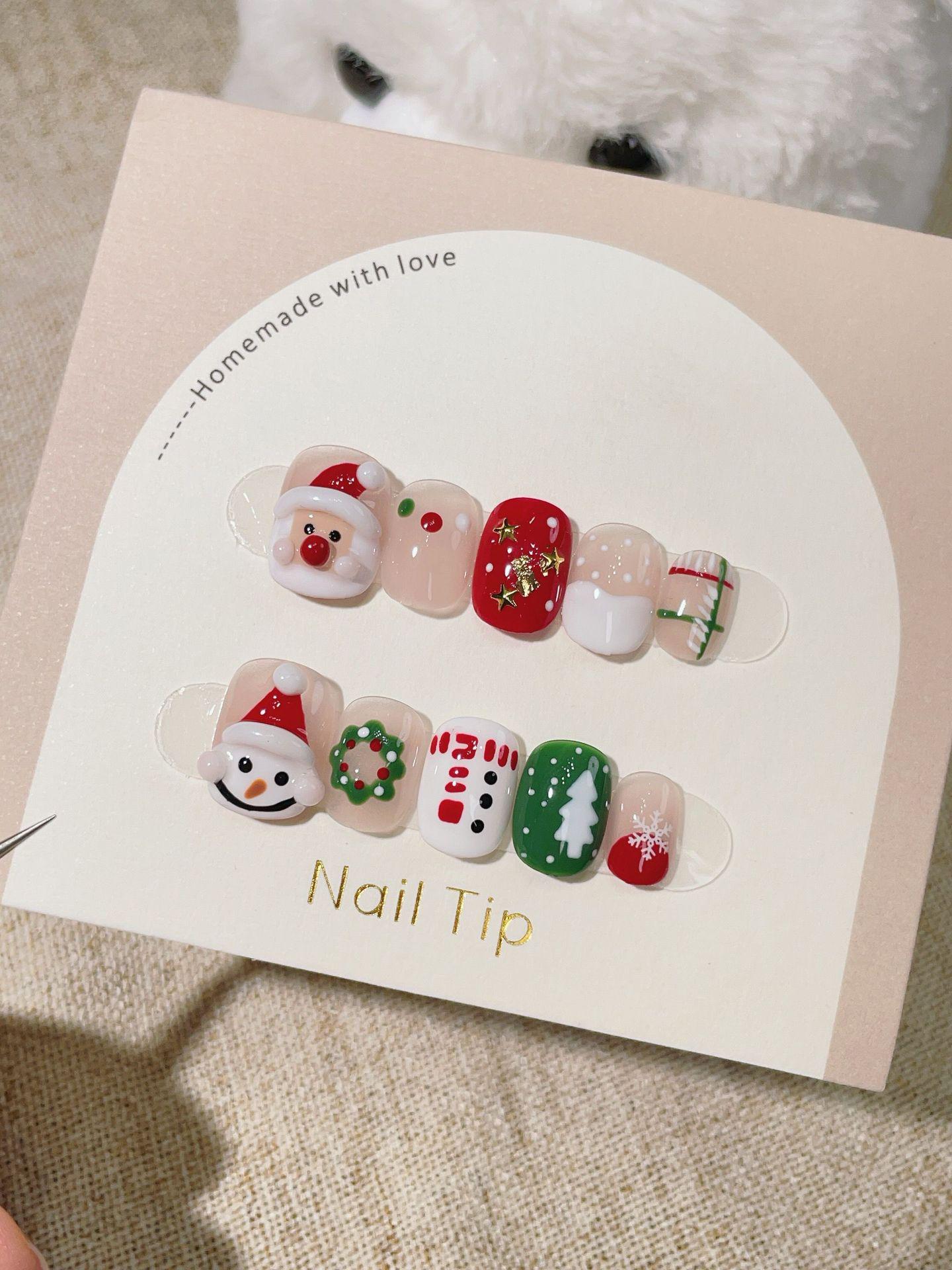 

Расписанные вручную рождественские мультяшные носимые накладные ногти - Съемные накладные ногти Medium