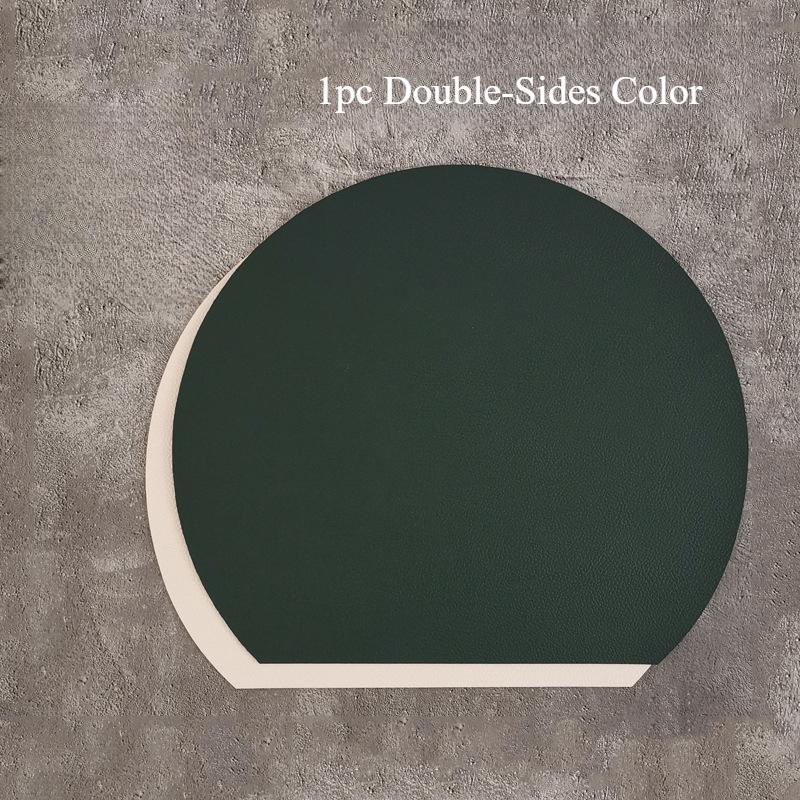Nordic Double-Sided PU Leather Placemats Waterproof Oil-Resistant Half-Round Heat-Resistant Dining Table Mat Home Restaurant