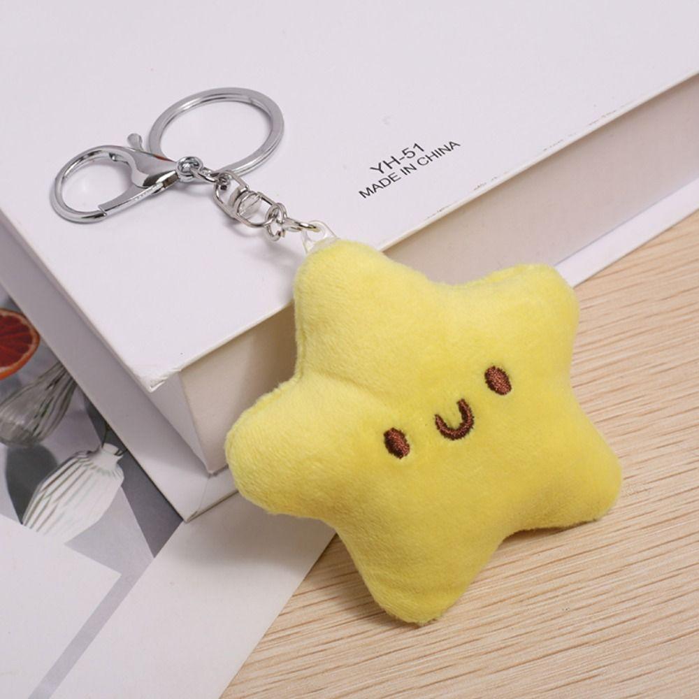 Handmade Star Plush Keyring Soft Pentagram Key Chain Star Plush Pendant  Backpack Pendant