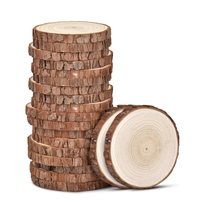 2pcs 10-12cm Nature Unfinished Round Wood Slices Wooden Circle for Weddings Centerpieces Decor and DIY Painting Crafts