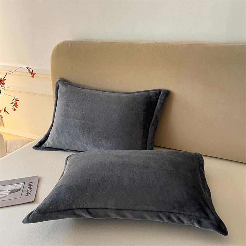 Fundas de Almohada Gruesas de Invierno de Terciopelo de Leche de Coral, 48x74, Par