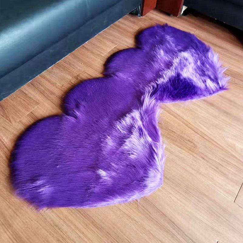 Double Heart Plush Imitation Wool Floor Mat for Living Room or Bedroom