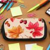 1pc Autumn Maple Leaf Design Double Layer Flip Pencil Case-Multi Layer Flip Cover Design, Storage Bag, Zipper Closure, Suitable for Schools, Offices, 