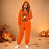 Women's Flannel One-Piece Jumpsuit with Halloween Print for and Costume Wear