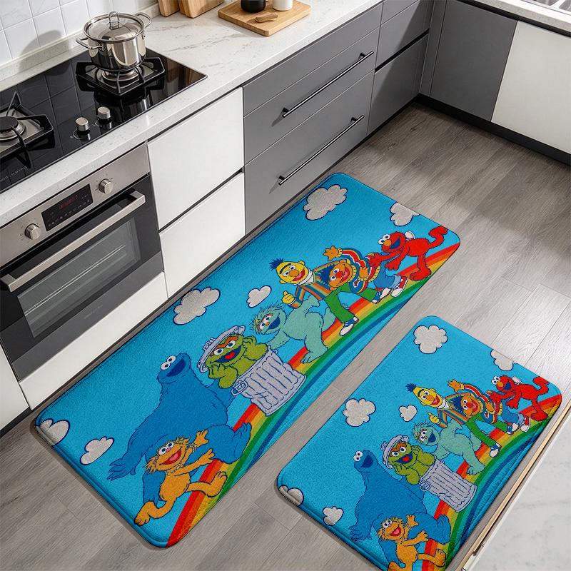 Sesame Street2 Flannel Kitchen Mat Christmas Soft Area Rug Non Slip Floor Carpet Home Decoration