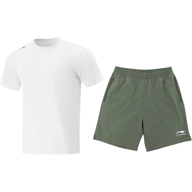 

Li-Ning Simple Quick-Dry Breathable Round Neck Short Sleeve Comfortable Versatile Five-Point Pants Casual Sports Suit ATSV597-1+YKSV147-1 4XL