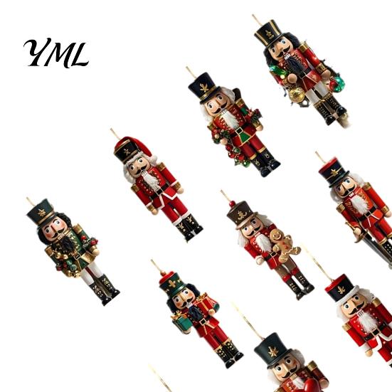 Rustic Christmas Tree Pendants Nutcracker Ornaments, Durable Wooden Hanging Figurines, Country Style Retro Holiday Gift Tags Decorations, for