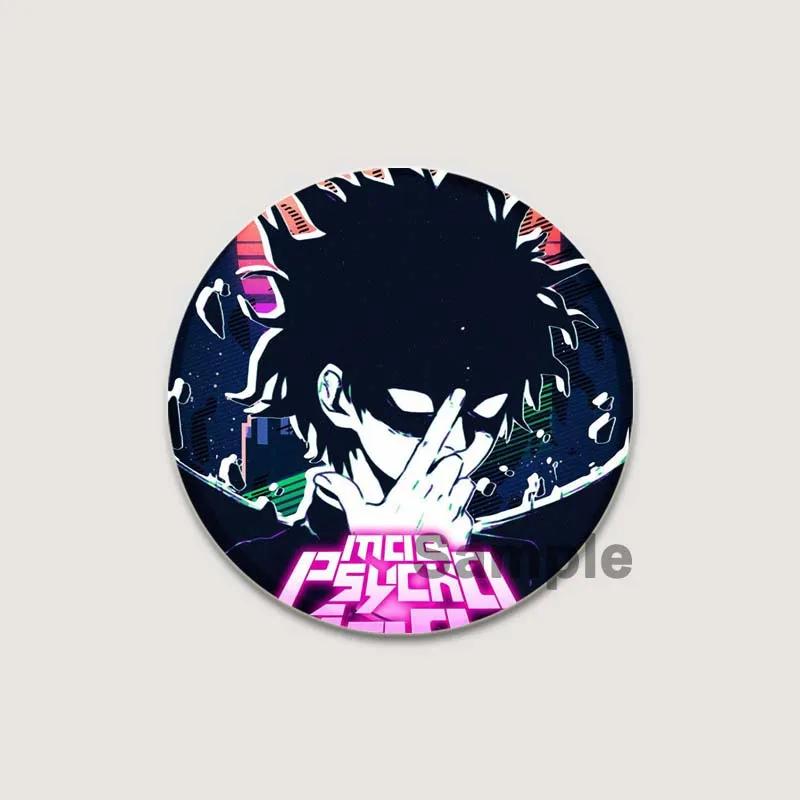 32/44/58mm Japanese Anime Mob Psycho 100 Badges On Backpack Accessories Lapel Pins Cartoon Brooches for Clothes Bag Decor Fans Gifts