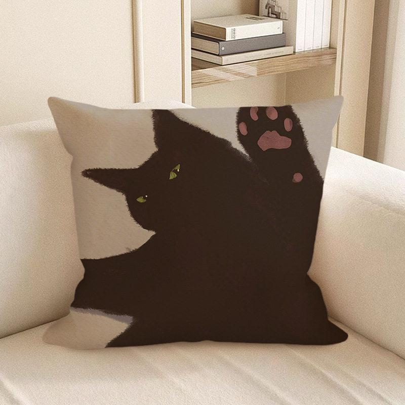 Soft Cartoon Cat Painting Square Pillowcase Cushion Cover for Sofa And Nap Polyester Fabric Home Decorative Pillow Cover