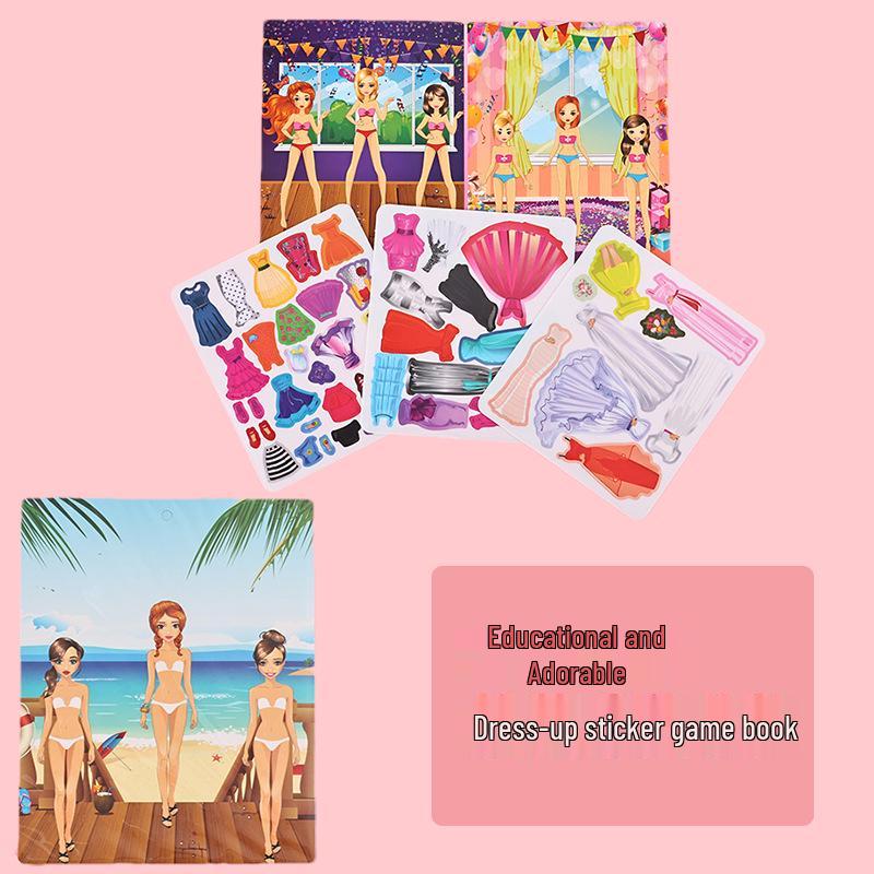 Princess Dress-Up Jelly Sticker Quiet Book: Reusable 3D Puzzle Stickers for Children s Early Education
