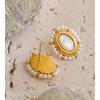 Eetit France Style Fashion Stainless Steel Stud Earrings Inlaid Thicker Natural Shell Stone Imitation Pearls Waterproof Jewelry