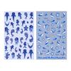 Ocean Theme Nail Art Stickers Summer Blue Whale Jellyfish Coral Starfish Manicure Decoration Decals DIY Home Nail Salon Accessories