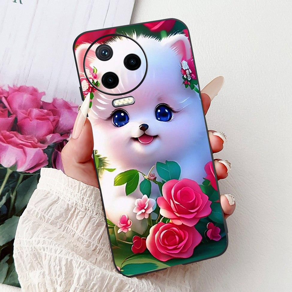For Infinix Note 12 Pro 4G Case X676B Silicone Cute Cat Fashion Flowers Painted Cover For Inifnix Note 12 Pro Phone Case Bumper