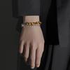 Bracciale a Catena Bicolore in Acciaio Inossidabile con Pietra Occhio di Tigre per Uomo e Donna Gioielli di Moda