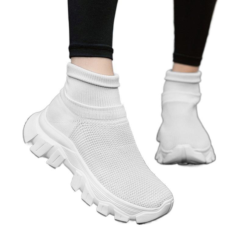 Socks and shoes women's autumn new high-top student casual couple sports short boots large size men's shoes