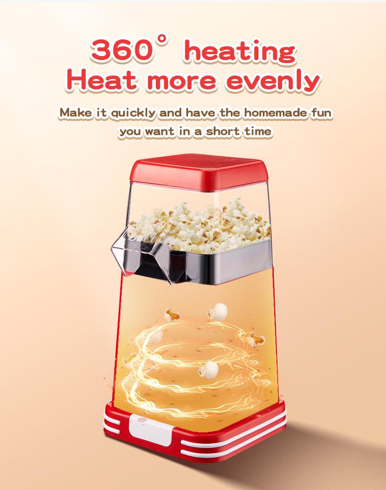 Mini Retro Electric Popcorn Maker for Home - Air-Pop Small Corn Popping Machine
