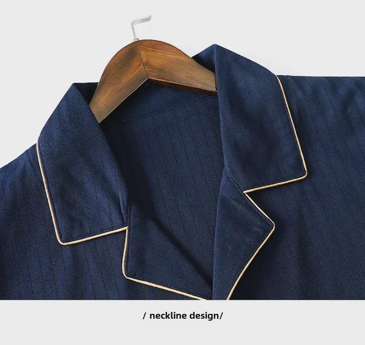 2023 Summer Cotton Short-Sleeve Cardigan Pajama Set for Middle-Aged Men