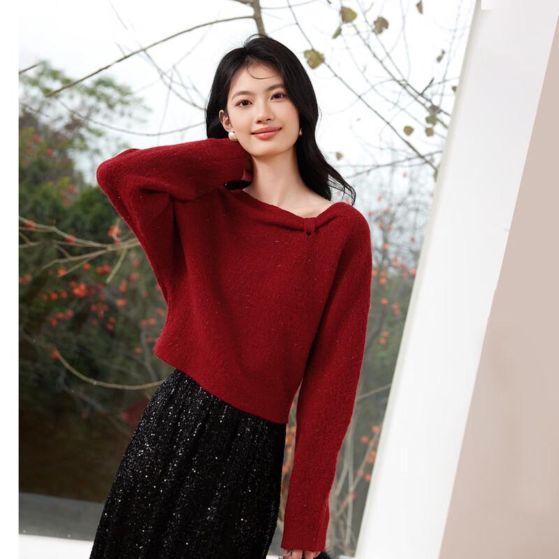 Elegant Retro Red Bow Knit Cardigan