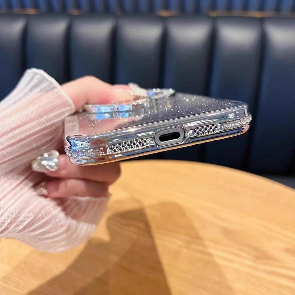 Suitable for IPhone17 Water Diamond Glitter Butterfly Stand Phone Case Magnetic Anti Drop Protective Case for IPhone 16pro I15