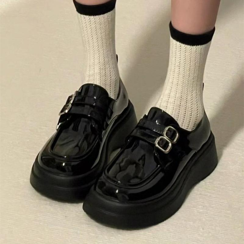 British Style Leather Shoes Women 2025 Spring and Autumn New Style Loafers Thick-Soled Single Shoes Student Mary Jane Shoes