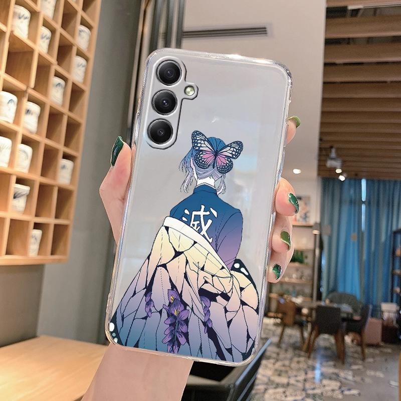 Anime Cartoon Patterned Soft Transparent Silicone Case For Samsung A55 M35 S24 Xiaomi Redmi Note 13 Poco C65 iPhone Camera Shockproof Protective Cover
