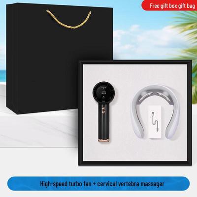Summer Business Gift Set: Handheld Turbo Fan & Neck Massager