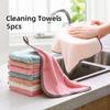 5pcs Soft Reusable Dish Towels, 9.8x9.8in Coral Fleece Cleaning Rags, Household Absorbent Non-shedding Dishwashing Cloth, Double
