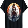 Samurai Mädchen Vintage Retro Sakura Kirschblüte T-Shirt(461)