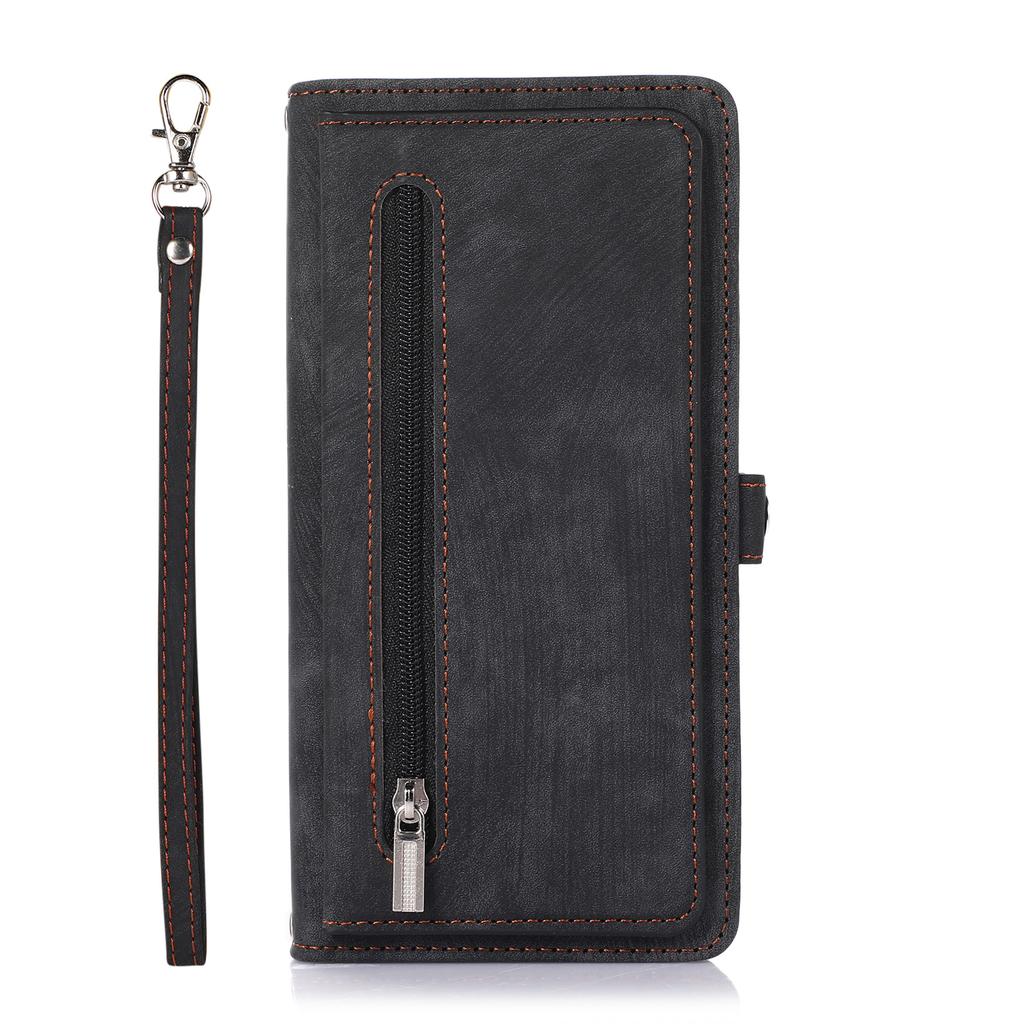 Magnetic Phone Case for Google Pixel 10 Pro XL Pixel9 9A 8 8A 7 7A 6 6A Zipper Lanyard Plain Leather Card Holder Wallet Cover