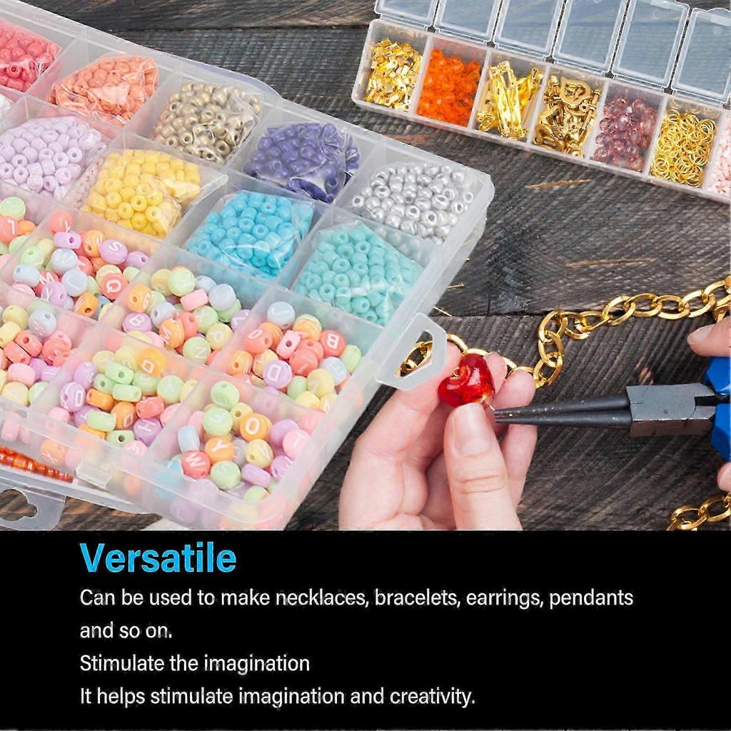 DIY Bracelets Making Beads Kit 2100pcs 4mm Beads 600pcs Letter Beads Set Fadeless Acrylic Beads Kit for Necklaces Earrings
