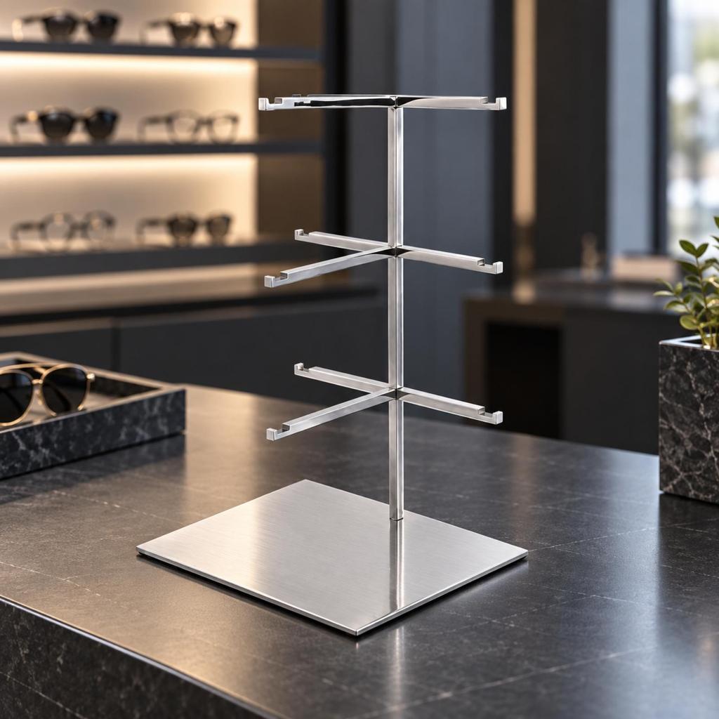 Stainless Steel Eyewear Display Stand Space-Saving for Showroom Displays