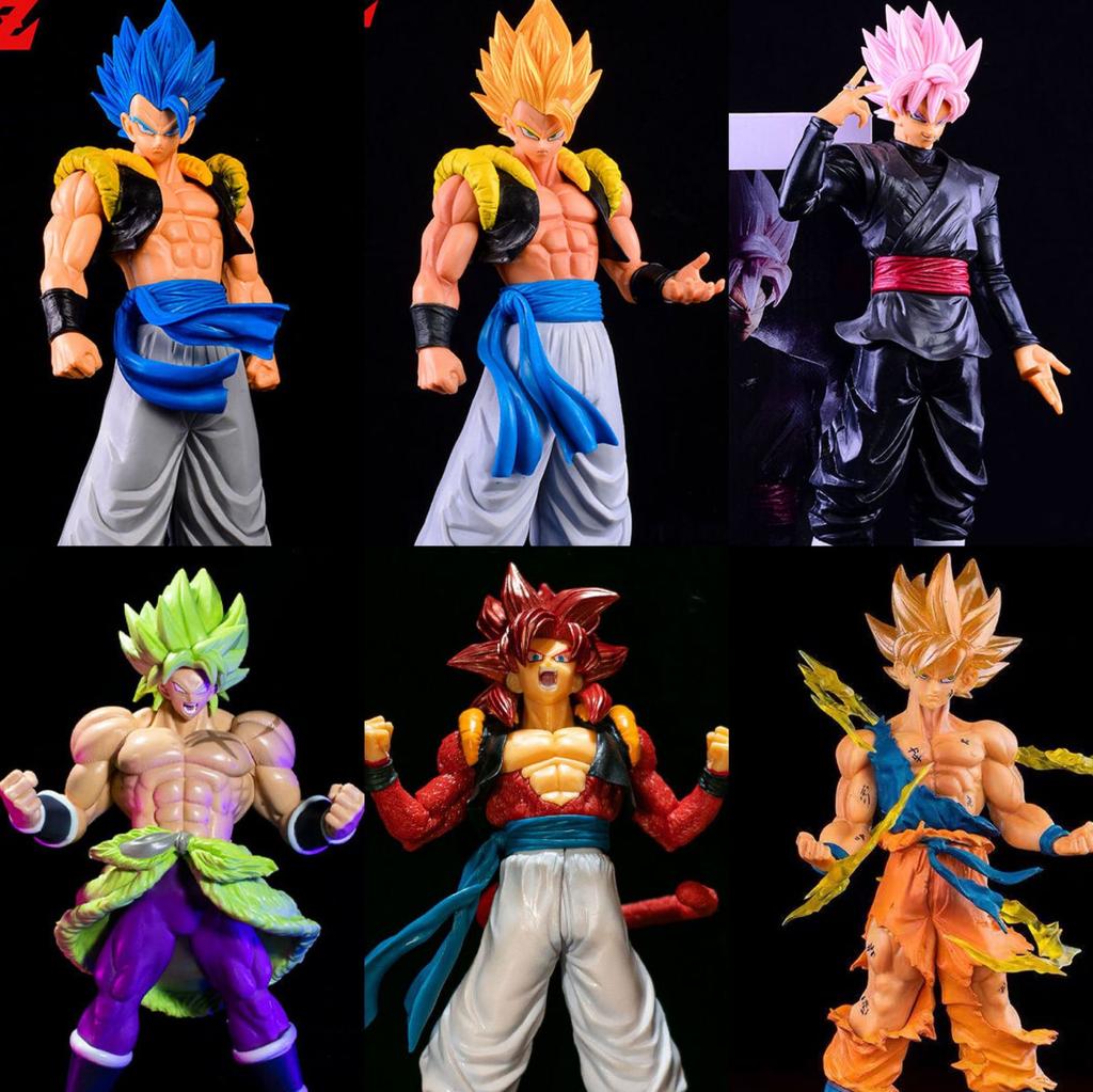 Dragon Ball Z Super Saiyan Ensemble de Figurines, Grandes Statues Debout de Goku Vegeta Gogeta Broly SS4, Jouets Modèles Anime de Collection